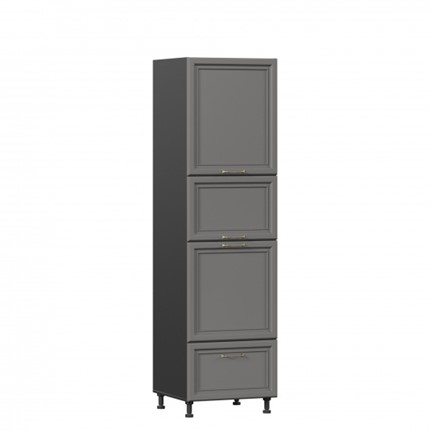 Кухонный шкаф-пенал Джелатто 600 с 4 дверями ЛД 241.470.000.157, Черный/Оникс серый в Челябинске - изображение