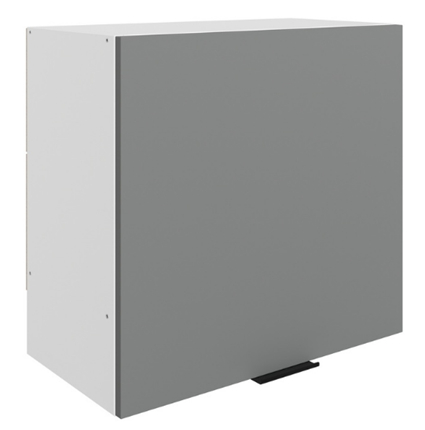 Шкаф кухонный Стоун L600 Н566 (1 дв. гл.) (белый/оникс софттач) в Магнитогорске - изображение