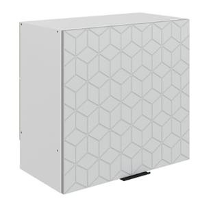 Настенный шкаф Стоун L600 Н566 (1 дв. гл.) с фрезировкой (белый/лайт грей софттач) в Миассе