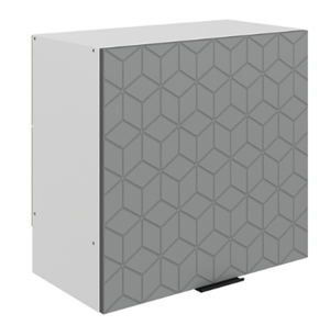 Шкаф навесной Стоун L600 Н566 (1 дв. гл.) с фрезировкой (белый/оникс софттач) в Миассе