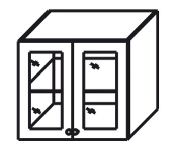 Кухонный шкаф Верона настенный двухдверный с полкой со вставкой из стекла 718*600*320 мм, глянец/софт в Челябинске