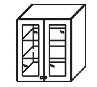 Кухонный шкаф Верона настенный двухдверный с полкой со вставкой из стекла 918*600*320 мм, глянец/софт в Миассе
