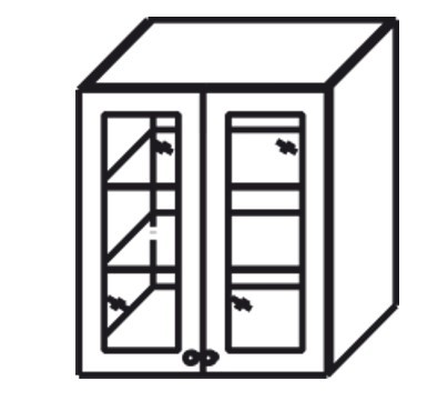 Кухонный шкаф Верона настенный двухдверный с полкой со вставкой из стекла 918*600*320 мм, глянец/софт в Челябинске - изображение