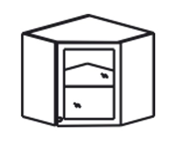 Кухонный шкаф Верона настенный угловой 718*600*600*320 мм со вставкой из стекла, матовый в Миассе