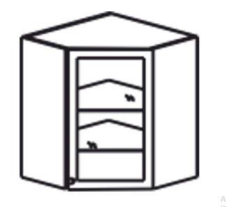 Кухонный шкаф Верона настенный угловой 918*600*600*320 мм со вставкой из стекла, глянец/софт в Миассе