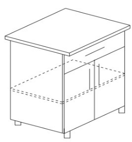 Кухонный шкаф двухдверный с ящиком и полкой Гармония Б10 МДФ премиум, глянец, металик без столешницы в Миассе