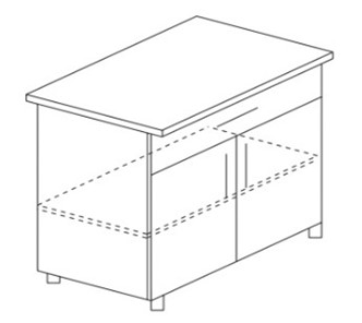 Кухонный шкаф двухдверный с ящиком и полкой Гармония Б11 МДФ премиум, глянец, металик без столешницы в Миассе
