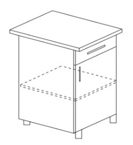 Кухонный шкаф однодверный с ящиком Гармония Б8 МДФ премиум, глянец, металик в Миассе
