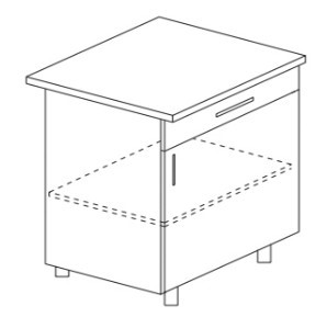 Кухонный шкаф однодверный с ящиком Гармония Б9 МДФ премиум, глянец, металик без столешницы в Миассе