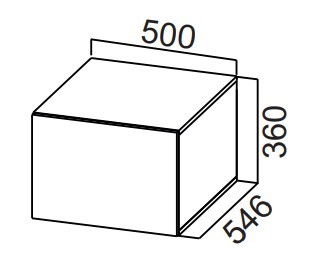 Кухонный навесной шкаф Стайл, ШГ500г/360 горизонтальный, МДФ в Миассе