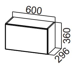 Кухонный навесной шкаф Стайл, ШГ600/360 горизонтальный, МДФ в Златоусте