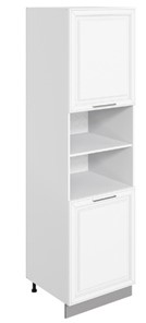 Кухонный шкаф-пенал Мишель L600 H2141 (2 дв. гл.) эмаль (белый/белый) в Миассе