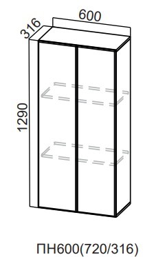 Шкаф-пенал настенный Модерн New, ПН600(720/316), МДФ в Копейске - изображение