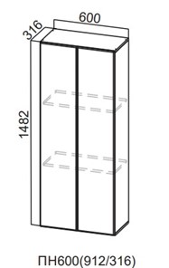 Настенный шкаф-пенал Модерн New, ПН600(912/316), МДФ в Миассе
