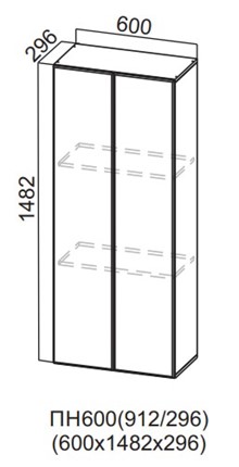 Шкаф-пенал настенный Вельвет, ПН600(912/296) в Миассе - изображение