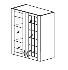 Шкаф кухонный Кантри настенный двухдверный с полкой со вставкой из стекла 918*600*320 в Магнитогорске