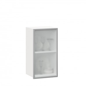 Кухонный шкаф 400 Шервуд, со стеклом правый ЛД 281.322.000.111, белый в Копейске