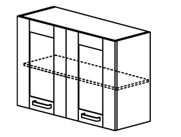 Шкаф кухонный Квадро настенный двухдверный с полкой со вставкой из стекла 718*600*320мм в Челябинске - предосмотр
