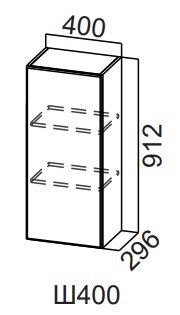Распашной кухонный шкаф Модерн New, Ш400/912, МДФ в Миассе - изображение