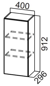 Распашной кухонный шкаф Стайл, Ш400/912, МДФ в Миассе - предосмотр