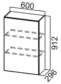 Распашной кухонный шкаф Стайл, Ш600/912(1ств), МДФ в Копейске