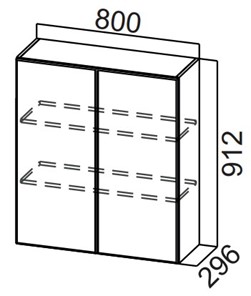 Шкаф навесной на кухню Стайл, Ш800/912, МДФ в Магнитогорске