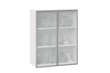 Кухонный шкаф высокий 800, Шервуд, со стеклом ЛД 281.461.000.129, белый/серый в Миассе