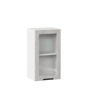 Кухонный шкаф 400 со стеклом Джамис ЛД 296.320.000.018, Белый/Белый камень в Миассе