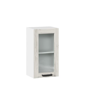 Навесной кухонный шкаф 400 со стеклом Винченца ЛД 234.320.000.028, Белый/Дуб Крафт белый в Челябинске