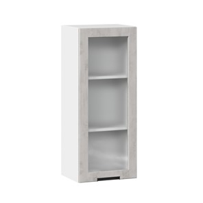 Шкаф кухонный 400 высокий со стеклом Джамис ЛД 296.420.000.026, Белый/Белый камень в Челябинске