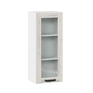 Настенный шкаф 400 высокий со стеклом Винченца ЛД 234.420.000.036, Белый/Дуб Крафт белый в Миассе