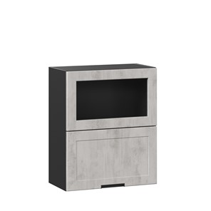 Кухонный шкаф 600 горизонтальный с 2 складными дверями Джамис ЛД 296.970.000.083, Чёрный/Белый камень в Магнитогорске