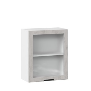 Кухонный шкаф 600 со стеклом Джамис ЛД 296.350.000.021, Белый/Белый камень в Магнитогорске