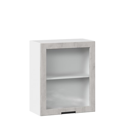 Кухонный шкаф 600 со стеклом Джамис ЛД 296.350.000.021, Белый/Белый камень в Челябинске - изображение