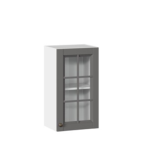 Шкаф на кухню Амели-3 400 со стеклом ЛД 299.320.000.024, Белый/Оникс серый в Миассе
