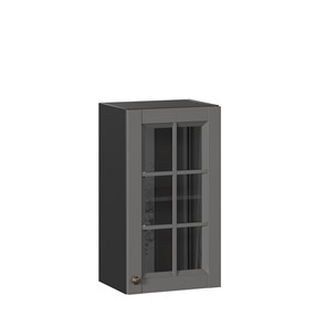Шкаф настенный Амели-3 400 со стеклом ЛД 299.320.000.026, Черный/Оникс серый в Челябинске - предосмотр