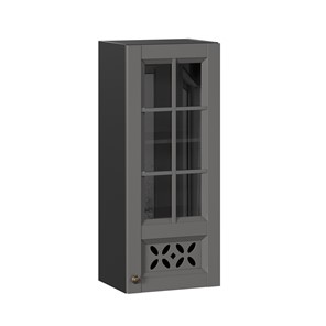 Навесной шкаф Амели-3 400 высокий со стеклом ЛД 299.420.000.042, Черный/Оникс серый в Магнитогорске