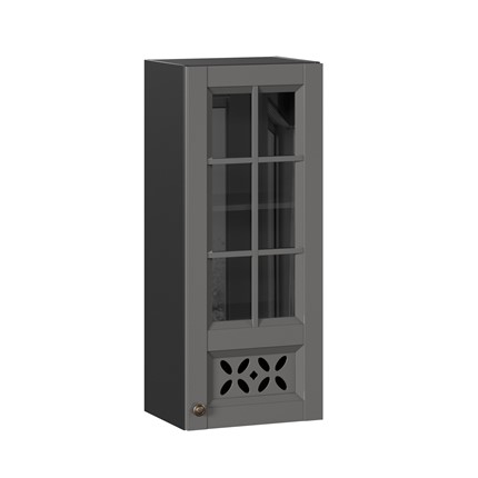 Навесной шкаф Амели-3 400 высокий со стеклом ЛД 299.420.000.042, Черный/Оникс серый в Челябинске - изображение
