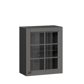 Настенный шкаф Амели-3 600 со стеклом ЛД 299.350.000.032, Черный/Оникс серый в Челябинске