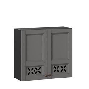 Кухонный навесной шкаф Амели-3 800 ЛД 299.360.000.035, Черный/Оникс серый в Магнитогорске