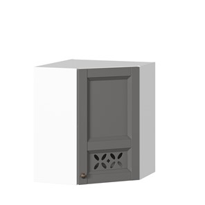 Шкаф навесной Амели-3 угловой 600 ЛД 299.610.000.055, Белый/Оникс серый в Магнитогорске