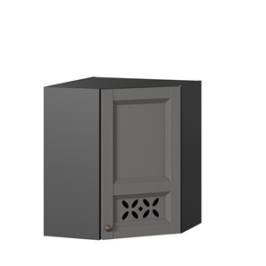 Кухонный навесной шкаф Амели-3 угловой 600 ЛД 299.610.000.056, Черный/Оникс серый в Миассе