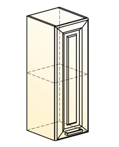 Настенный шкаф Атланта L200 H720 (1 дв. гл.) эмаль (белый/белый глянец патина золото) в Челябинске - предосмотр 1