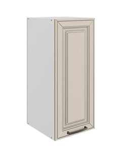 Кухонный навесной шкаф Атланта L300 Н720 (1 дв. гл.) эмаль (белый/сливки патина платина) в Челябинске - предосмотр