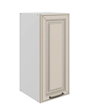 Кухонный навесной шкаф Атланта L300 Н720 (1 дв. гл.) эмаль (белый/сливки патина платина) в Челябинске - изображение