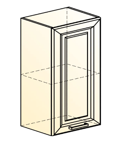 Кухонный навесной шкаф Атланта L400 Н720 (1 дв. гл.) эмаль (белый/белый глянец патина золото) в Челябинске - изображение 1