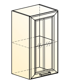 Навесной кухонный шкаф Атланта L400 Н720 (1 дв. рам.) эмаль (белый/белый глянец патина золото) в Миассе - предосмотр 1
