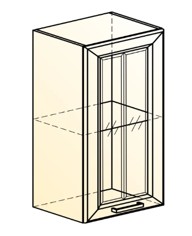 Навесной кухонный шкаф Атланта L400 Н720 (1 дв. рам.) эмаль (белый/белый глянец патина золото) в Копейске - изображение 1