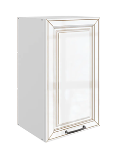Кухонный навесной шкаф Атланта L400 Н720 (1 дв. гл.) эмаль (белый/белый глянец патина золото) в Копейске