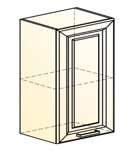 Навесной шкаф Атланта L500 Н720 (1 дв. гл.) эмаль (белый/белый глянец патина золото) в Челябинске - предосмотр 1